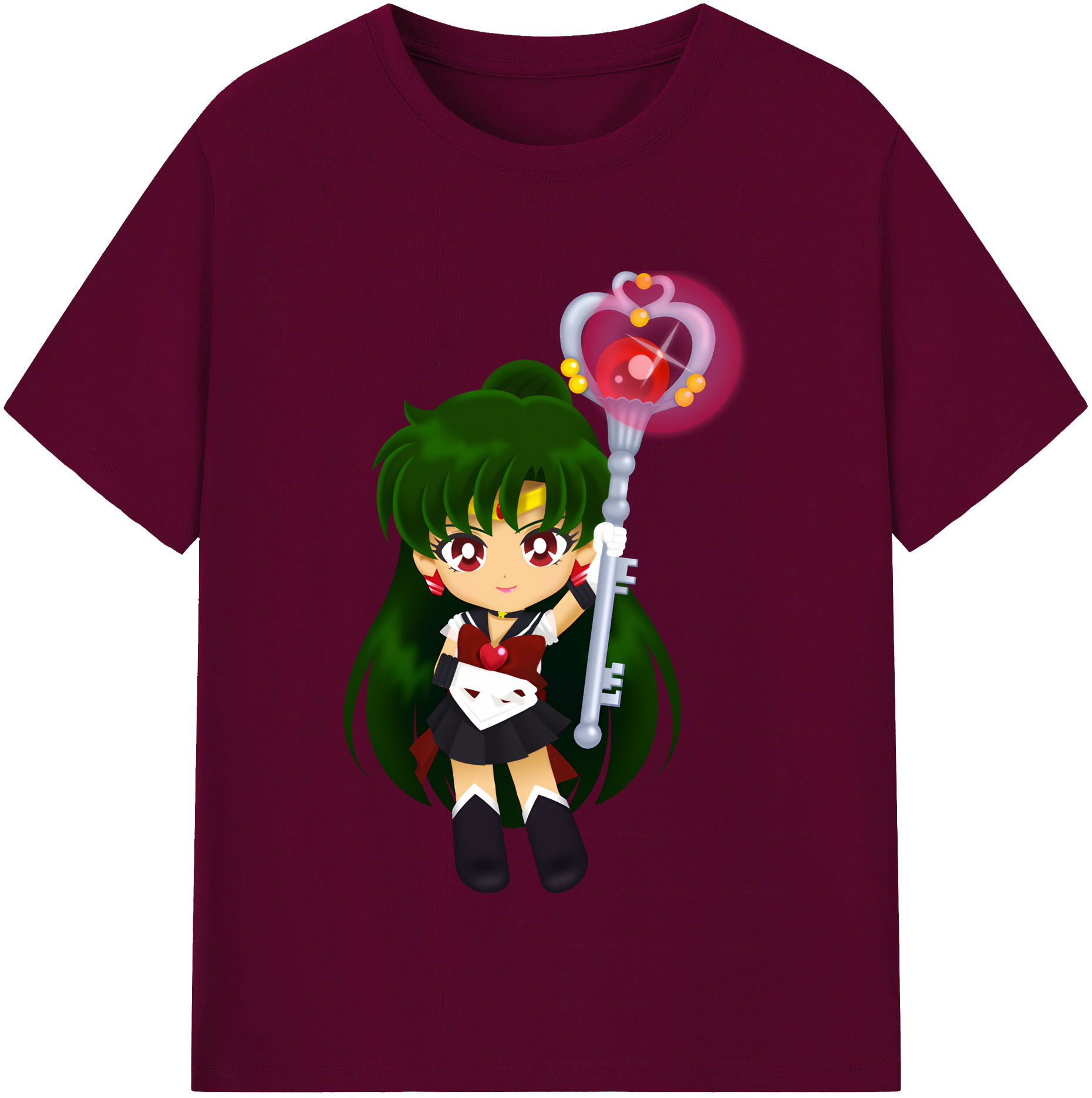 （画像用） 美少女戦士セーラームーン 冥王せつな Sailor Moon Meiou Setsuna レディースカジュアルプリントTシャツ（綿100％）